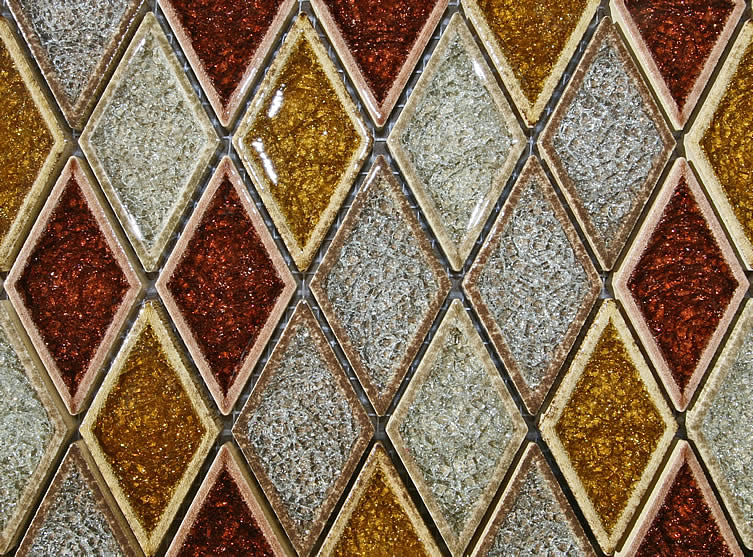 Glass kitchen backsplash tiles - Harlequin design cracked glass filled tiles